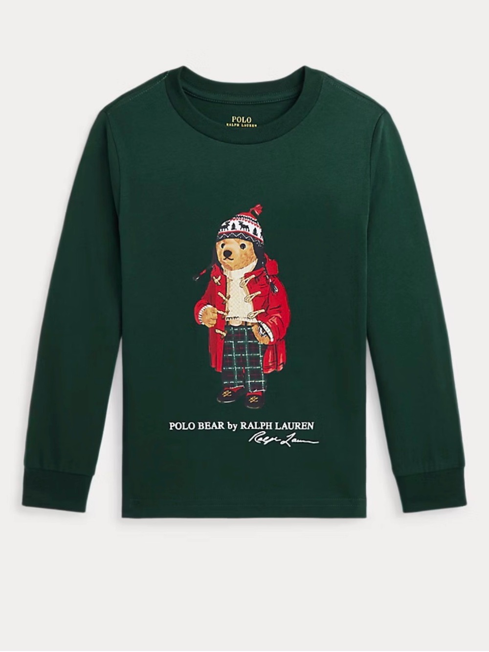 Ralph Lauren Polo Bear Cotton Long-Sleeve Tee - Dark Green Boys Size 2T